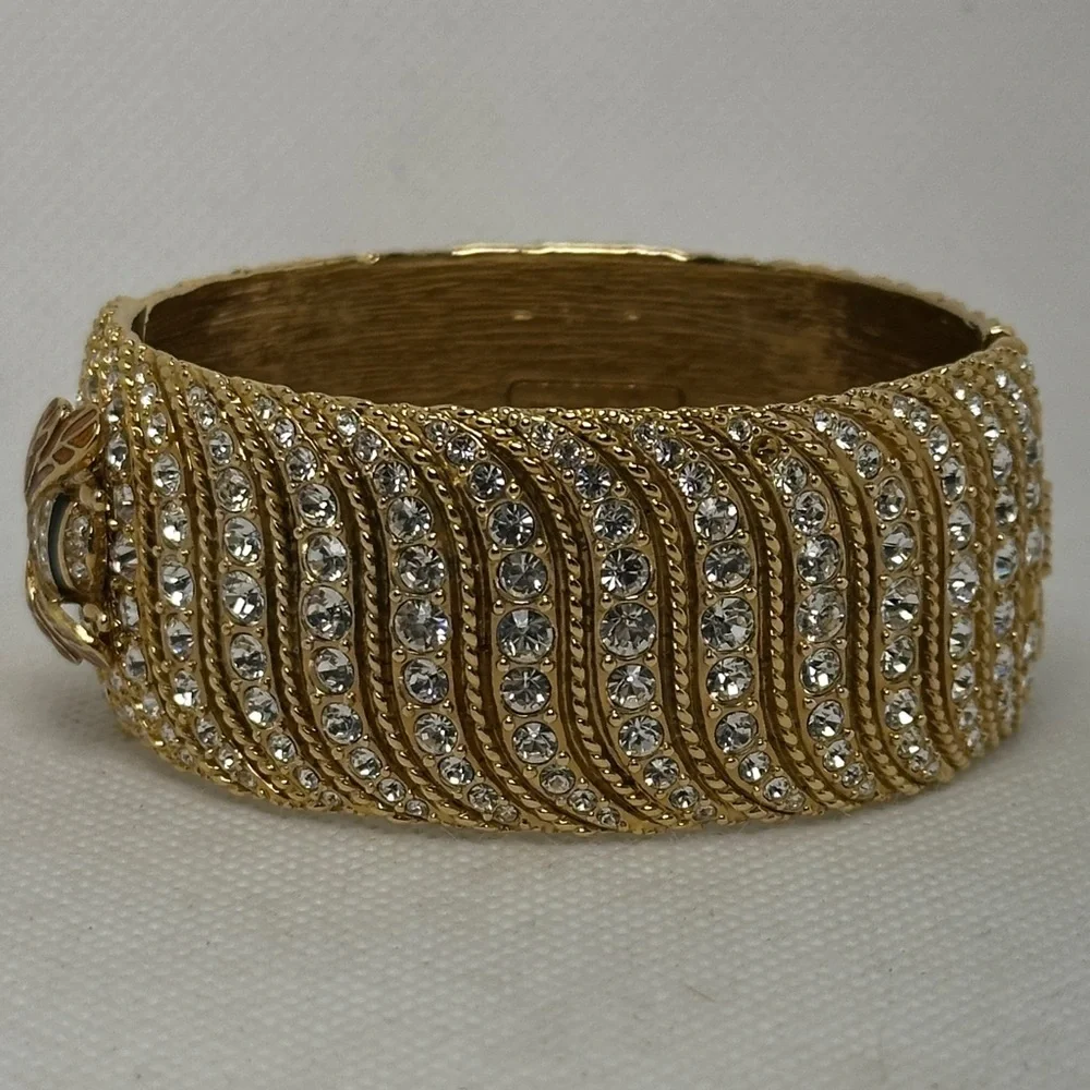 Kate Spade Through the Looking Glass Bee Cuff Gold and Crystal Hinged Bracelet - Picture 5 of 6